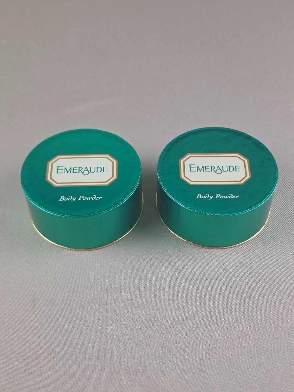 2-Vtg Emeraude Body Powders W/Puff Sealed Coty 2.3 oz New Old Stock Discontinued